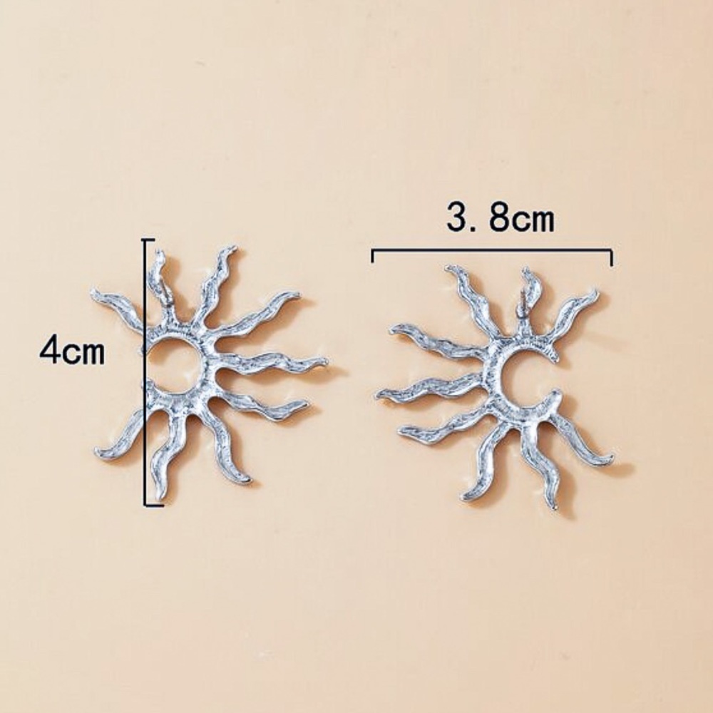 Any 3/$25! Large Silver Sun Stud Earrings - Picture 4 of 6